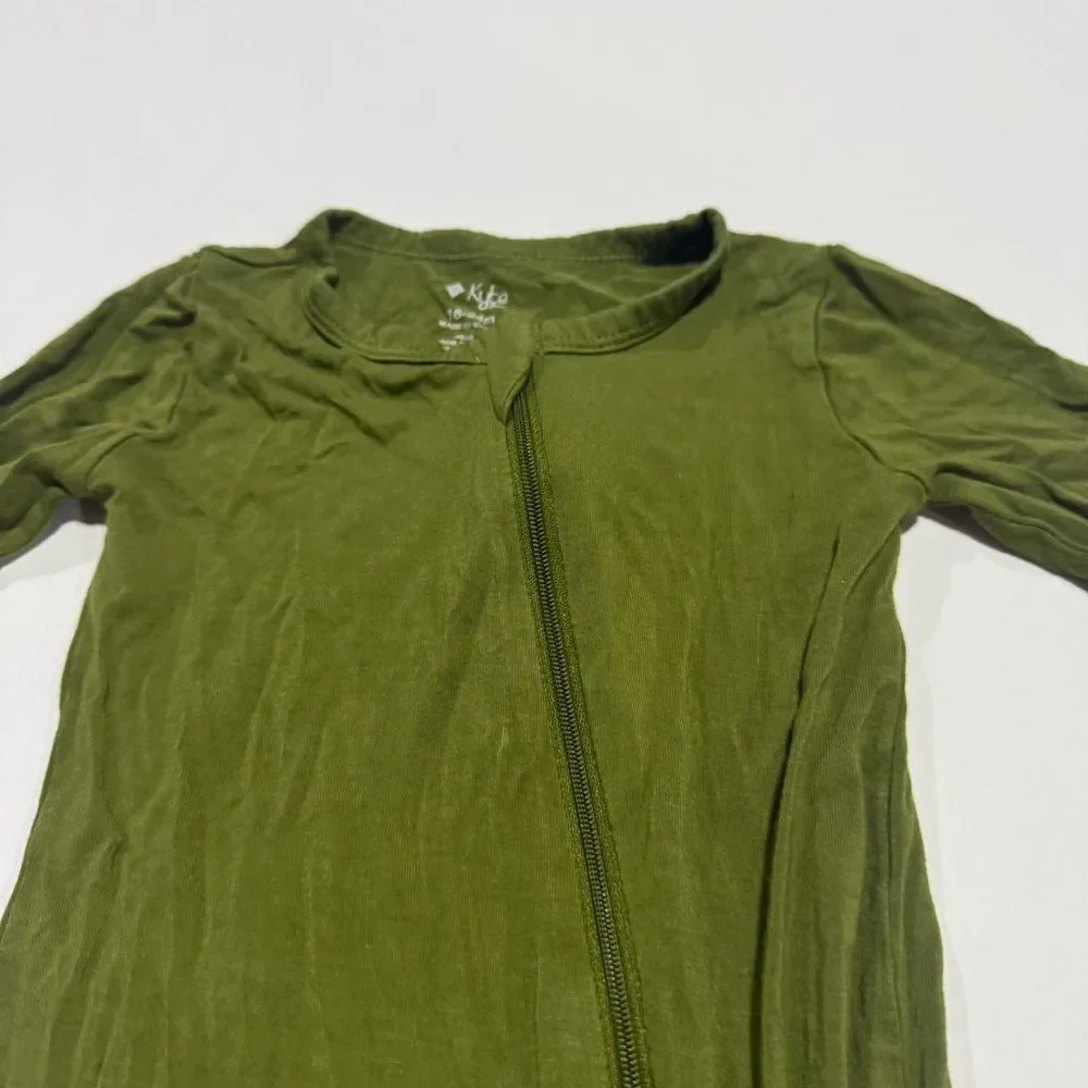 Kyte Baby Bamboo Olive Green Zip Up Long Bodysuit Onesie
